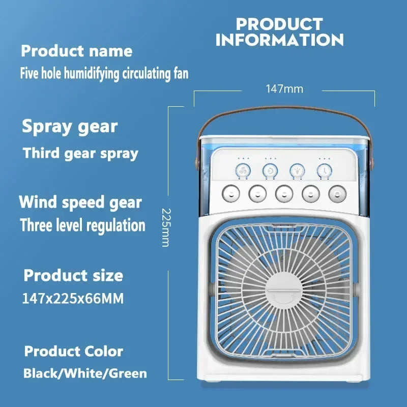 3 In 1 Fan Air Conditioner LED Night Light Portable Fan