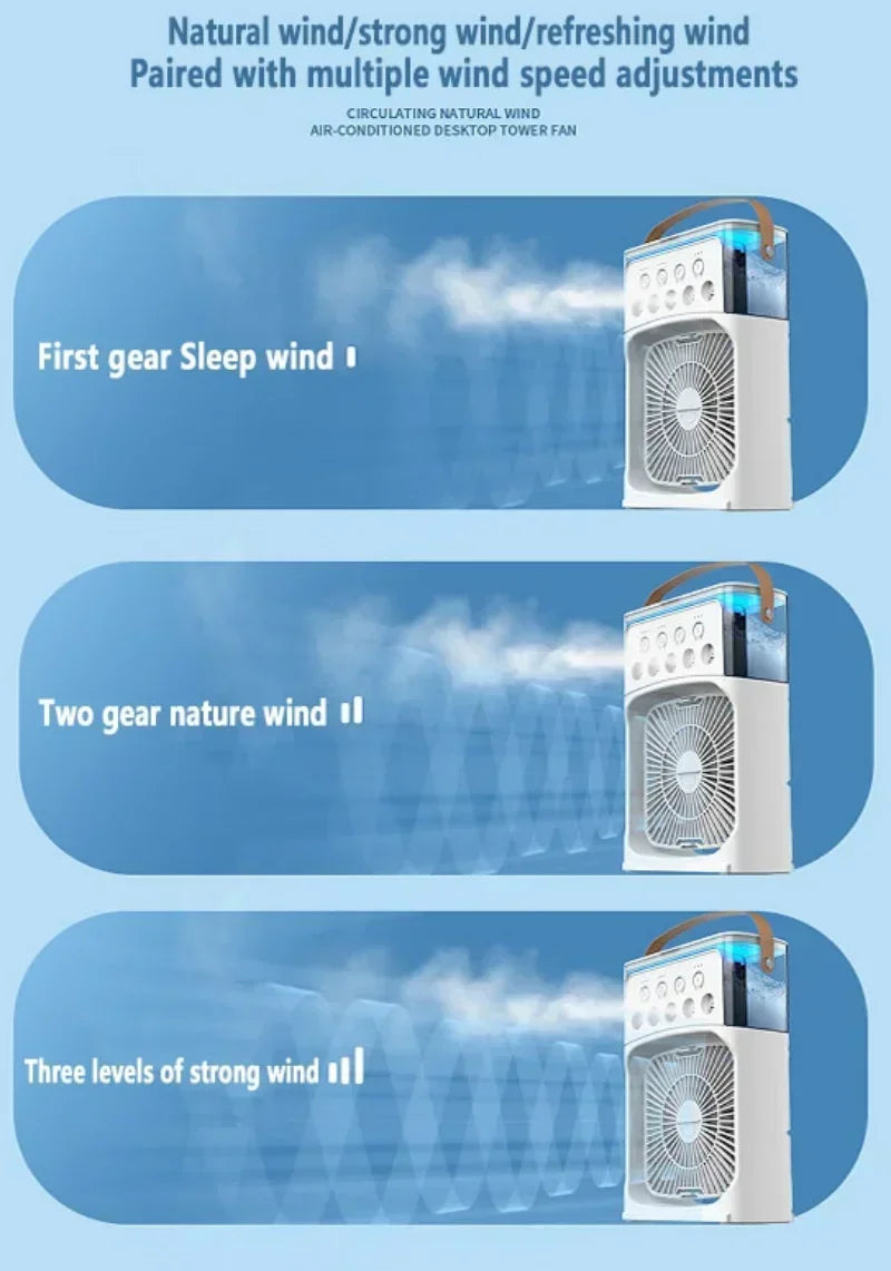 3 In 1 Fan Air Conditioner LED Night Light Portable Fan