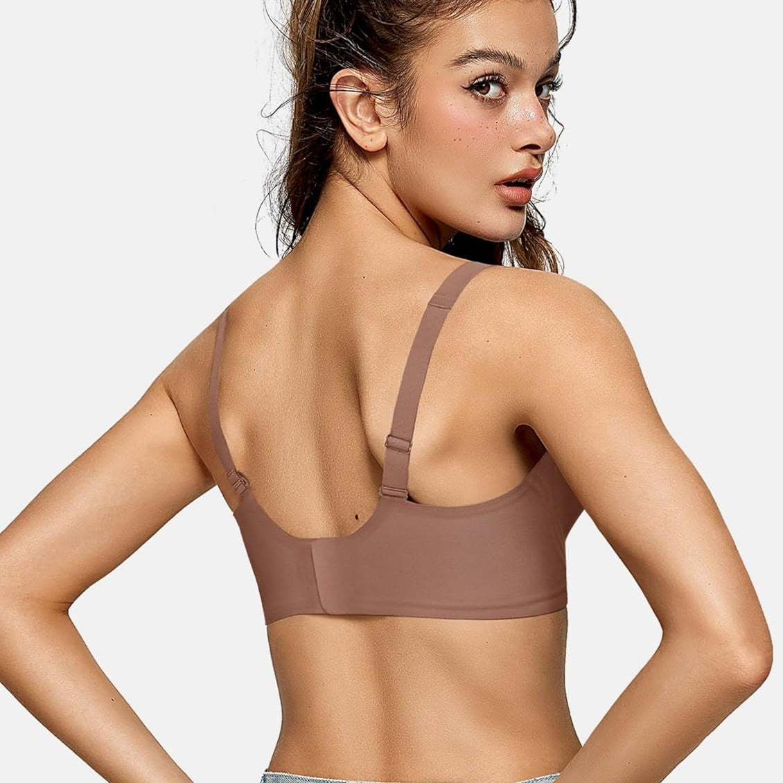 OEAK Women's Deep V Bra Wire-Free Comfort Bra Support Wire-Free Bra T-Shirt Push-Up Bra