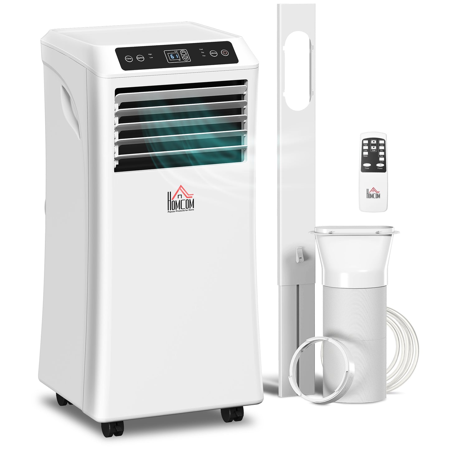10000 BTU Portable Air Conditioner for Rooms Up to 441 Sq. Ft., 3-in-1 AC Unit with Cooling Fan, Dehumidifier, Sleep Mode, Remote Control, 24H Timer, Window Installation Kit, White
